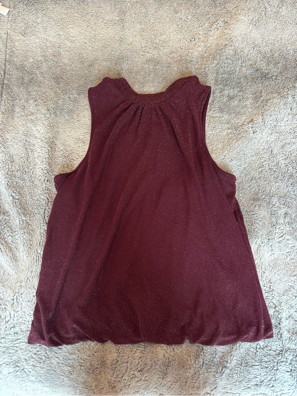 Reitmans Burgundy Metallic Shimmer Sleeveless Blouse Size L